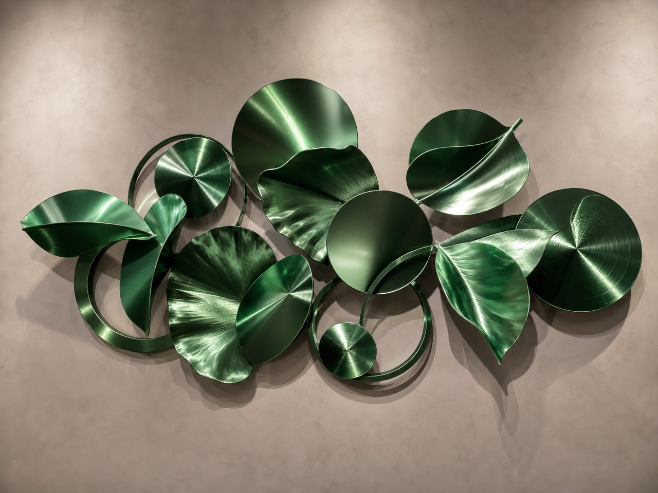 Green PVD coated metallic wall sculpture